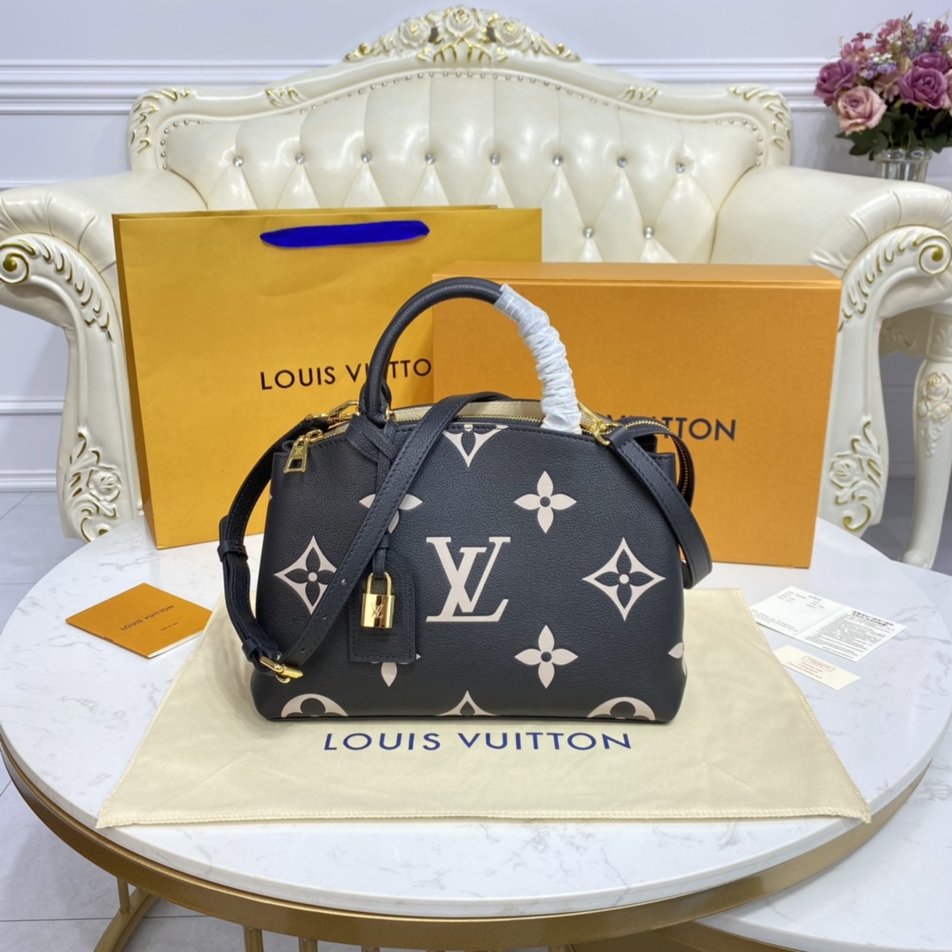 Louis Vuitton PETIT PALAIS Tote Bag Monogram Empreinte M58913 Black/Beige